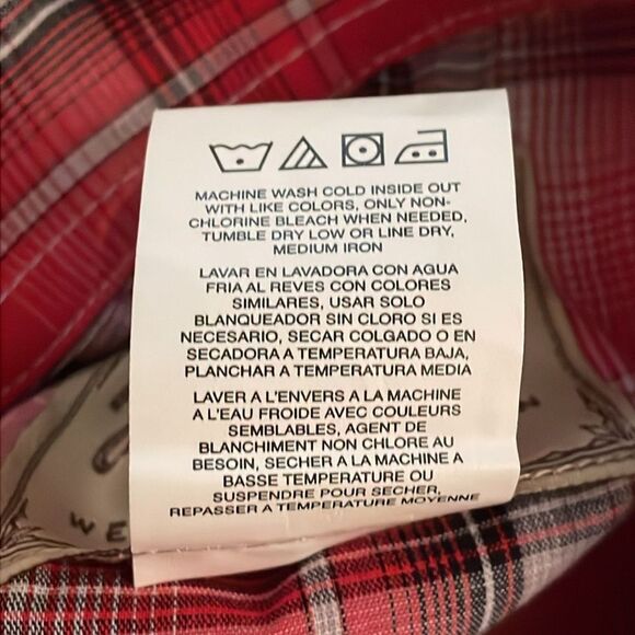 Wrangler Red Plaid Western Pearl Snap Shirt Mens Size Small Rodeo Casual - Picture 9 of 12